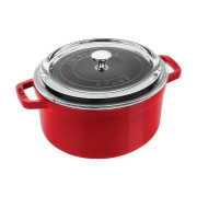 Staub 法國玻璃蓋圓形燉鍋24厘米 （櫻桃紅）